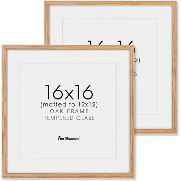 16x16 Picture Frames Solid Oak Wood Photo Frame 16 by 16 Rustic Wooden Square
